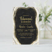 Zwart Wit & Goud Geode Agaat repetitie diner Kaart (Staand voorkant)