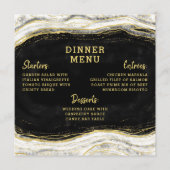 Zwart Wit & Goud Geode Agaat Slice Vierkant Diner Menu (Voorkant)