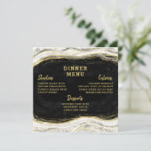 Zwart Wit & Goud Geode Agaat Slice Vierkant Diner Menu (Staand voorkant)