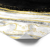 Zwart Wit & Goud Geode Agate Open Bar Tafelbord Poster (Hoek)