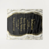 Zwart Wit & Goud Geode Agate Trouw Welkom Wandkleed (Voorkant (horizontaal))