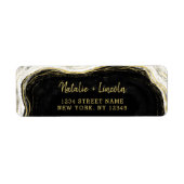 Zwart Wit & Goud Geode Bruiloft Retouradres Etiket (Voorkant)