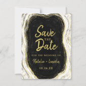 Zwart Wit & Goud Geode Bruiloft Save the Date Magnetische Uitnodiging (Voorkant)