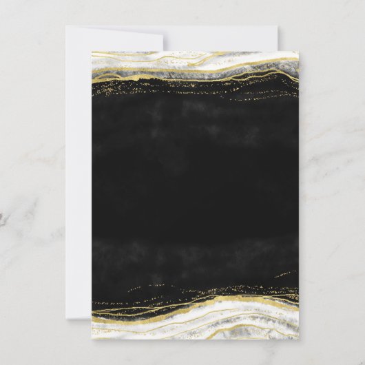 Zwart Wit & Goud Geode Bruiloft Vrijgezellenfeest Kaart (Achterkant)