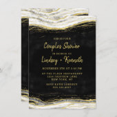 Zwart Wit & Goud Geode Couple's Trouwdouche Kaart (Voorkant / Achterkant)