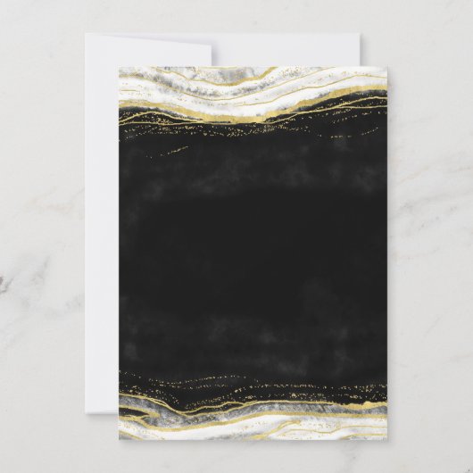 Zwart Wit & Goud Geode Couple's Trouwdouche Kaart (Achterkant)