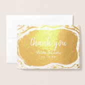 Zwart Wit & Goud Geode Dank u Bruiloft Foto Folie Kaarten (Voorkant met envelop)