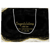 Zwart Wit & Goud Geode Gefeliciteerd Bruiloft Groot Cadeauzakje (Achterkant)