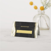 Zwart Wit & Goud Geode Gereserveerde Zitting Bruil Plaatskaartje (Voorkant)