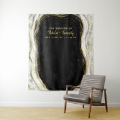 Zwart Wit & Goud Geode Rock Fotocabine Achtergrond Wandkleed (In situ)