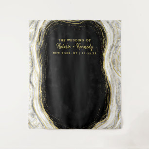 Zwart Wit & Goud Geode Rock Fotocabine Achtergrond Wandkleed