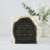 Zwart Wit & Goud Geode Slice Bruiloft Vierkant Kaart (Staand voorkant)
