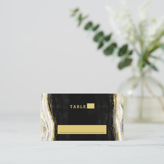 Zwart Wit & Goud Geode Trouwtafel Nummer Plaatskaartje (Staand voorkant)