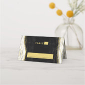 Zwart Wit & Goud Geode Trouwtafel Nummer Plaatskaartje (Voorkant)