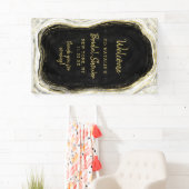 Zwart Wit & Goud Geode Vrijgezellenfeest Welkom Spandoek (Insitu)