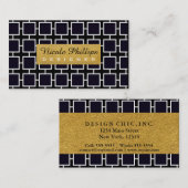 Zwart Wit & Goud Geometrisch Chique Visitekaartje (Voorkant / Achterkant)