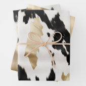 Zwart Wit Goud Glam Koeienhuid Zuidwest Wedding Inpakpapier Vel (In situ)