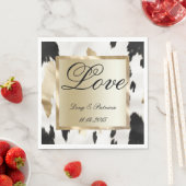 Zwart Wit Goud Glam Koeienhuid Zuidwest Wedding Servet (Insitu)