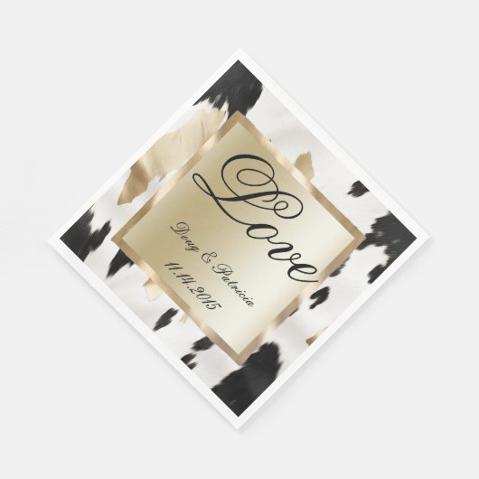 Zwart Wit Goud Glam Koeienhuid Zuidwest Wedding Servet (Hoek)
