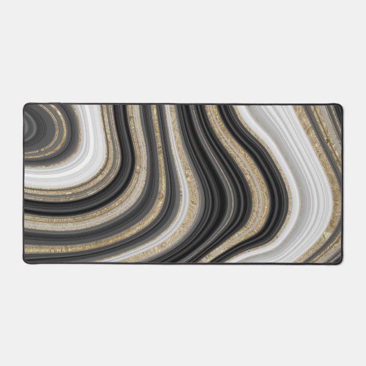 Zwart Wit Goud Glitter Abstract Patroon Cool Bureaumat (Voorkant)