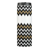 Zwart Wit * Goud Glitter Chevron Patroon Thermosbeker (Achterkant)