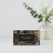 Zwart & Wit Goud Glitter Marmeren Agaat Modern Visitekaartje (Staand voorkant)