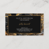 Zwart & Wit Goud Glitter Marmeren Agaat Modern Visitekaartje (Achterkant)