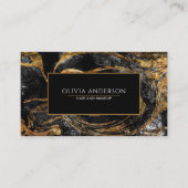 Zwart & Wit Goud Glitter Marmeren Agaat Modern Visitekaartje (Voorkant)