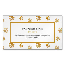 Zwart Wit Goud Glitter Paw Prints Pet Salon Magnetisch Visitekaartje