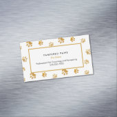 Zwart Wit Goud Glitter Paw Prints Pet Salon Magnetisch Visitekaartje (Voorbeeld)