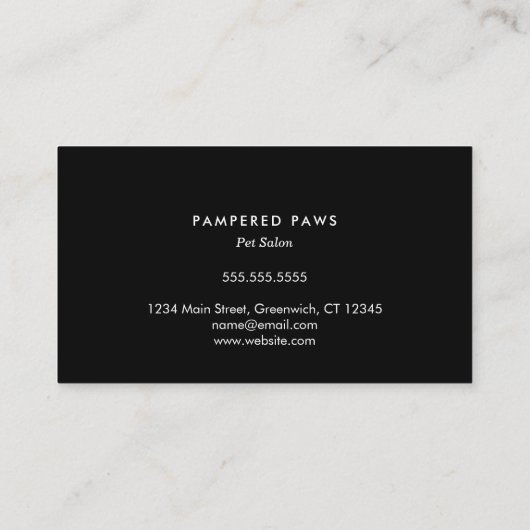 Zwart Wit Goud Glitter Paw Prints Pet Salon Visitekaartje (Achterkant)