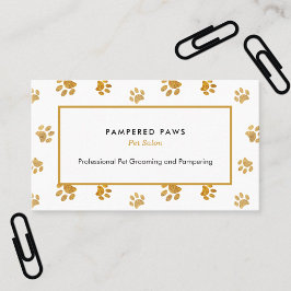Zwart Wit Goud Glitter Paw Prints Pet Salon Visitekaartje