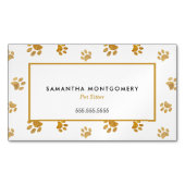 Zwart Wit Goud Glitter Paw Prints Pet Sitter Magnetisch Visitekaartje (Voorkant)