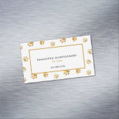 Zwart Wit Goud Glitter Paw Prints Pet Sitter Magnetisch Visitekaartje (Voorbeeld)