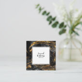 Zwart & wit Goud Glitter Qr Code Abstract Marmer Vierkante Visitekaartje (Staand voorkant)
