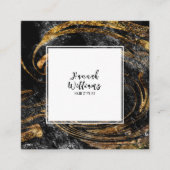 Zwart & wit Goud Glitter Qr Code Abstract Marmer Vierkante Visitekaartje (Voorkant)