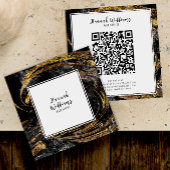 Zwart & wit Goud Glitter Qr Code Abstract Marmer Vierkante Visitekaartje