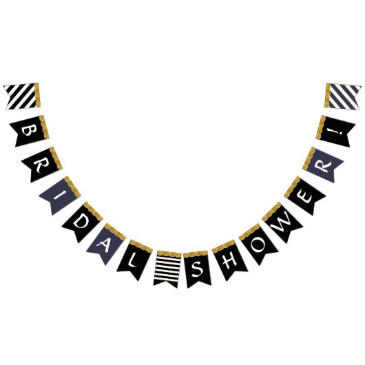 Zwart Wit Goud Glitter Vrijgezellenfeest Party Dec Vlaggetjes (Alle)