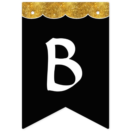 Zwart Wit Goud Glitter Vrijgezellenfeest Party Dec Vlaggetjes (Tweede vlag)