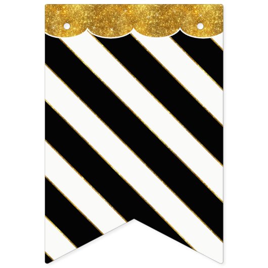 Zwart Wit Goud Glitter Vrijgezellenfeest Party Dec Vlaggetjes (Eerste vlag)