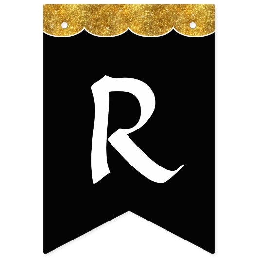 Zwart Wit Goud Glitter Vrijgezellenfeest Party Dec Vlaggetjes (Derde vlag)