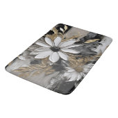 Zwart Wit Goud Grijs Bloemen Print Badmat (Gekanteld)