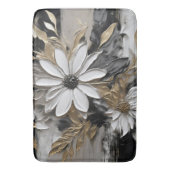 Zwart Wit Goud Grijs Bloemen Print Badmat (Voorkant Verticaal)