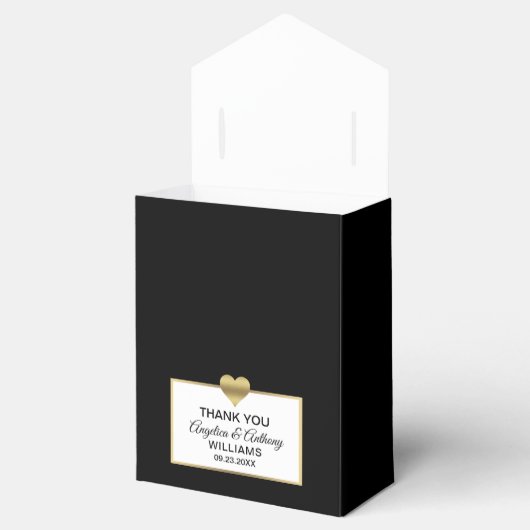 Zwart Wit Goud Hart Party Favor Bruiloft Bedankdoosjes (Geopend)