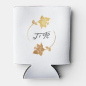 Zwart Wit Goud Initialen Monogram Bloemkrans Blikjeskoeler (Voorkant)