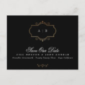zwart wit goud kam monogram Folie Save The Date Aankondigingskaart (Voorkant)