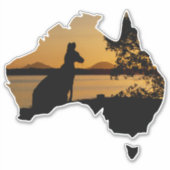 Zwart, Wit & Goud Kangoeroe Australië Zonsondergan Sticker (Voorkant)