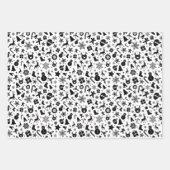 Zwart Wit Goud Kerst Verpakking Blad Set van 3 Inpakpapier Vel (Voorkant 3)