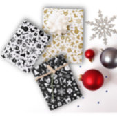 Zwart Wit Goud Kerst Verpakking Blad Set van 3 Inpakpapier Vel