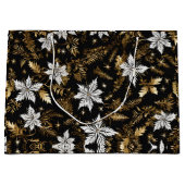 Zwart Wit Goud Kerstbloem Groot Cadeauzakje (Voorkant)
